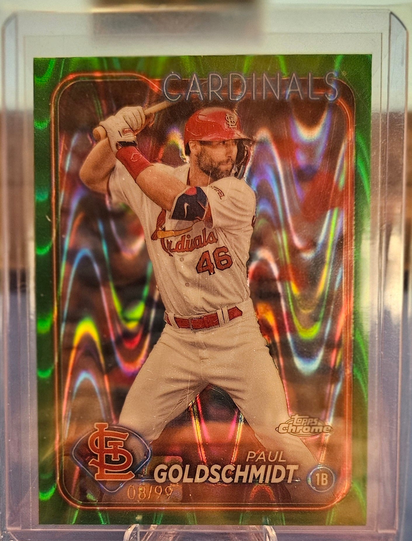 2024 Topps Chrome - Paul Goldschmidt #90 - Green Raywave Refractor 08/99