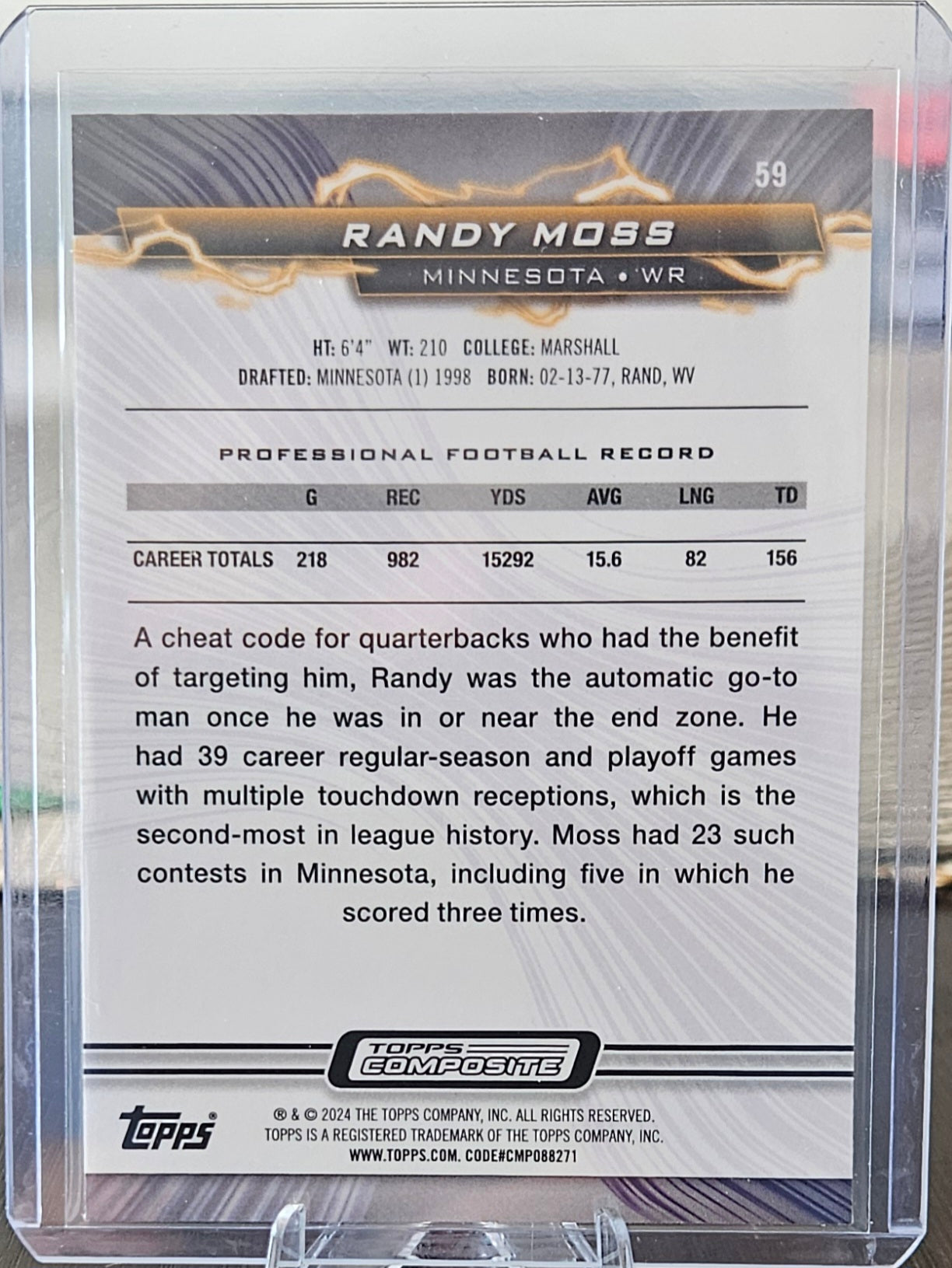 2023 Topps Composite - Randy Moss #59 - Resurgance Blue & Orange Spark Refractor