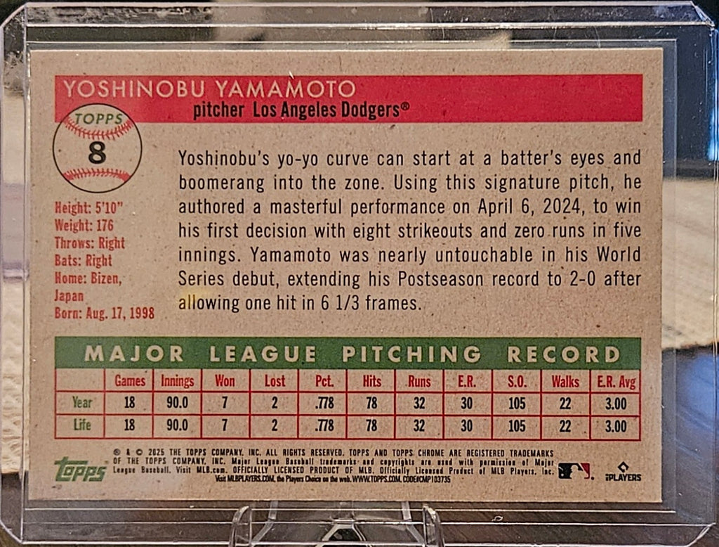 2025 Topps Chrome Platinum Anniversary - Yoshinobu Yamamoto #8 - Prism Refractor