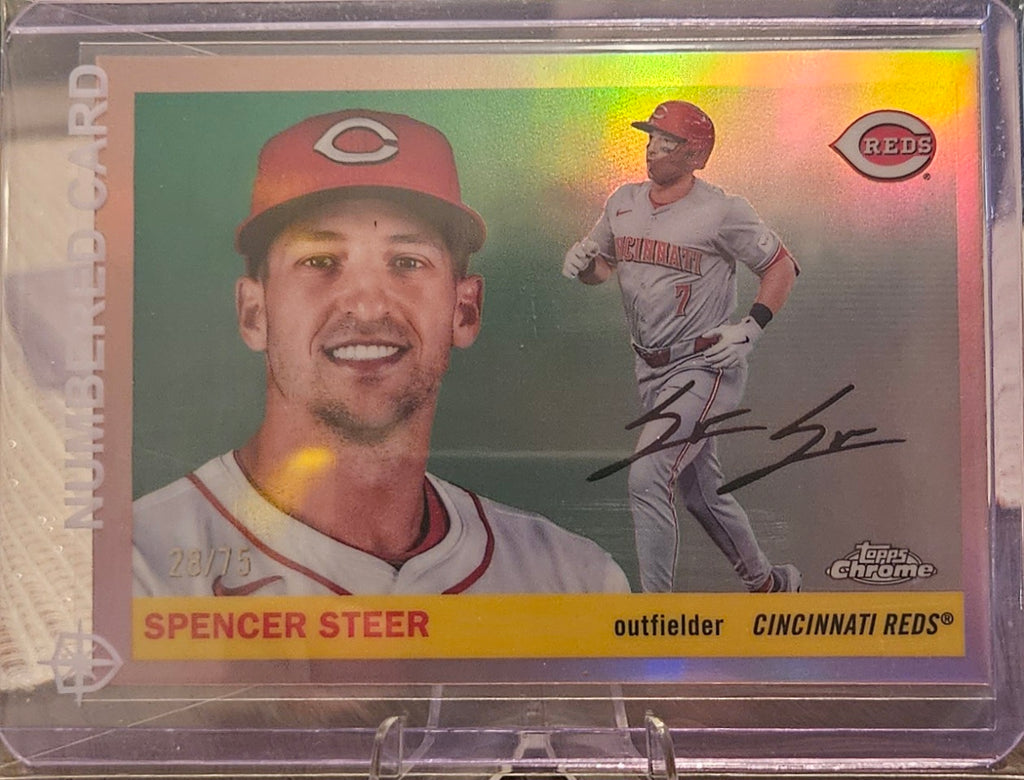 2025 Topps Chrome Platinum Anniversary - Spencer Steer #47 - Rose Gold Refractor 28/75