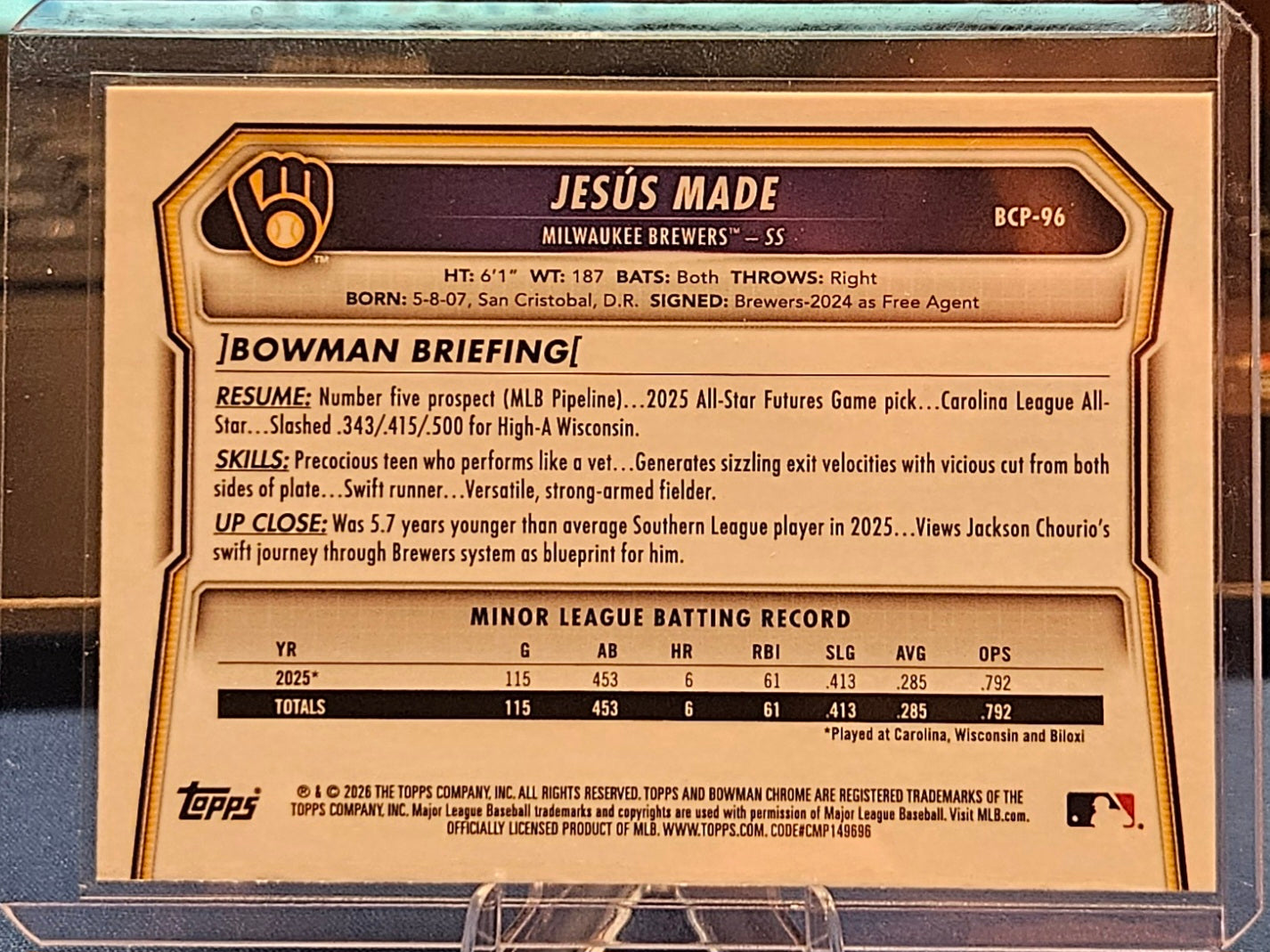 2026 Bowman Chrome - Jesus Made #BCP-96 - Mojo Refractor