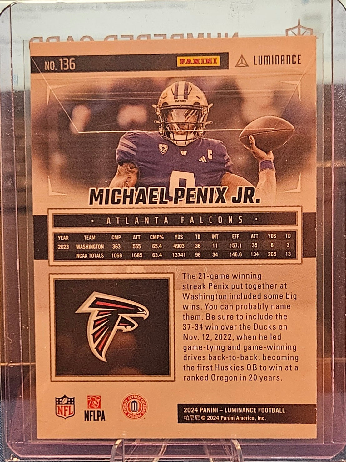 2024 Panini Luminance - Michael Penix Jr. - Gold 75/299 (RC)