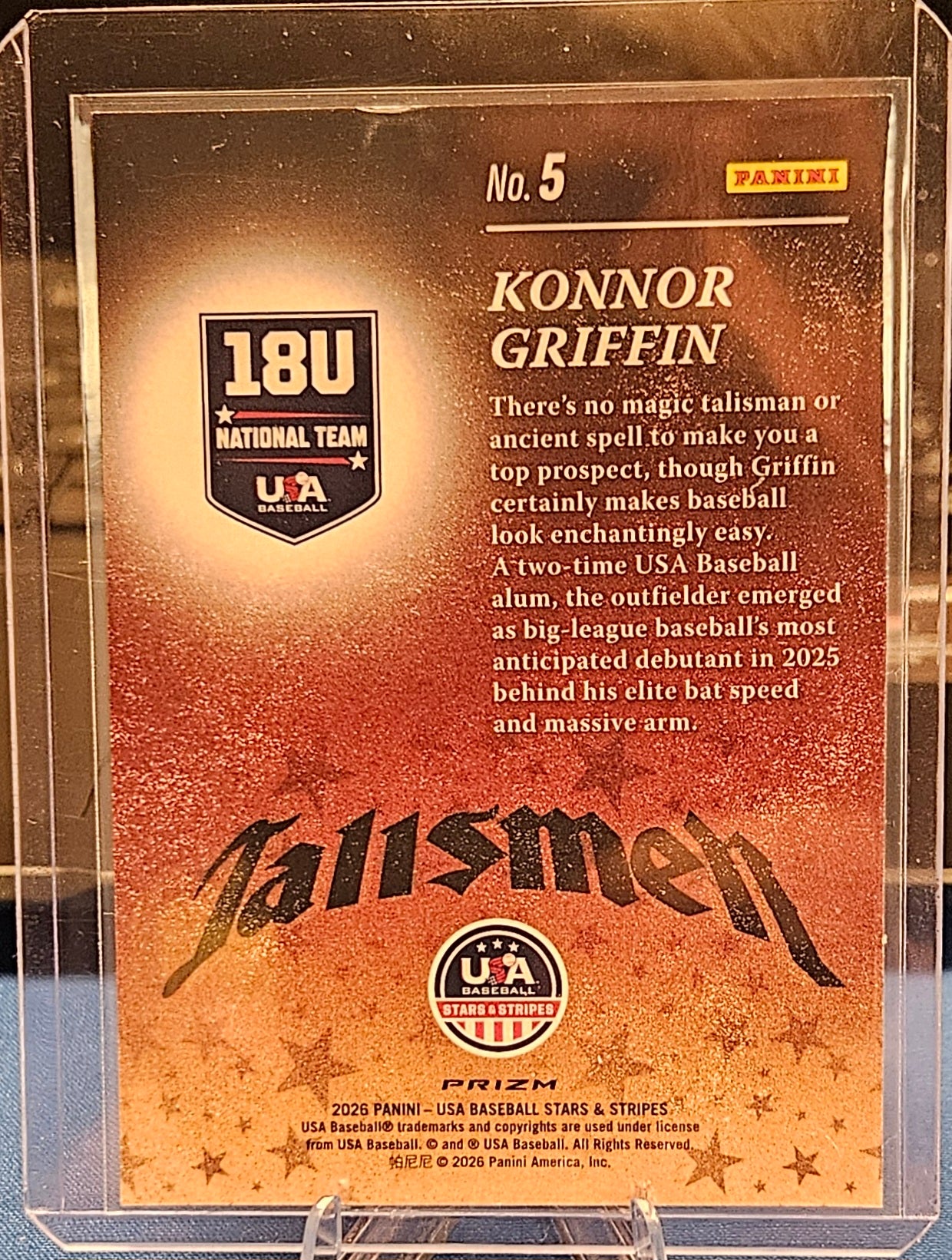 2026 Panini Stars & Stripes USA - Konner Griffin #5 - Talismen - Green Prizm