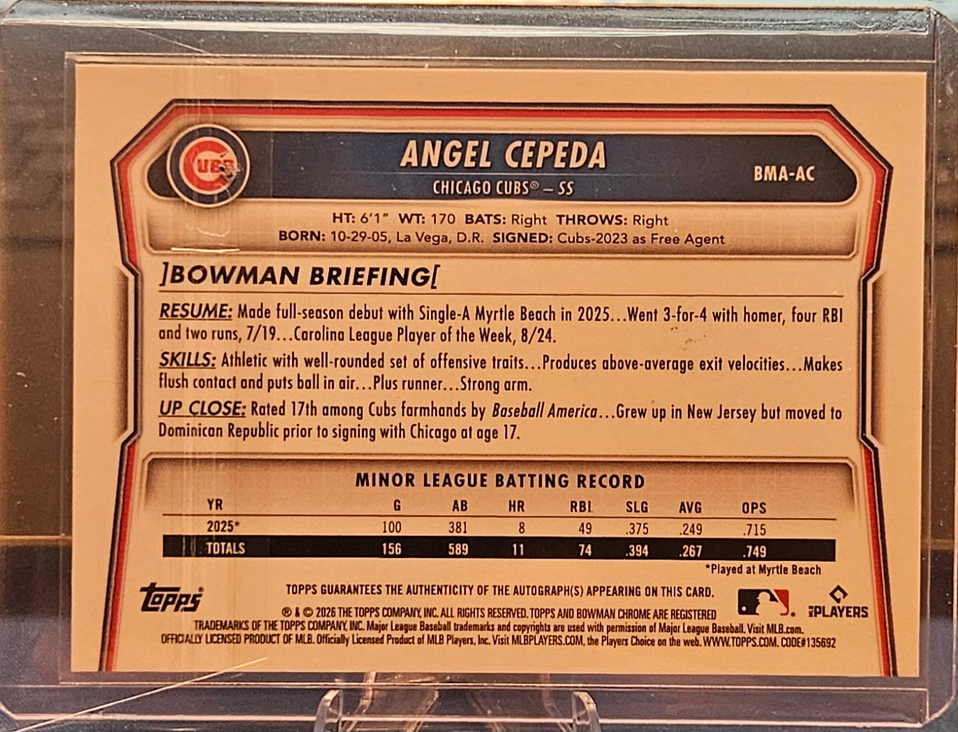 2026 Bowman Chrome - Angel Cepeda #BMA-AC - Mojo Refractor Autograph