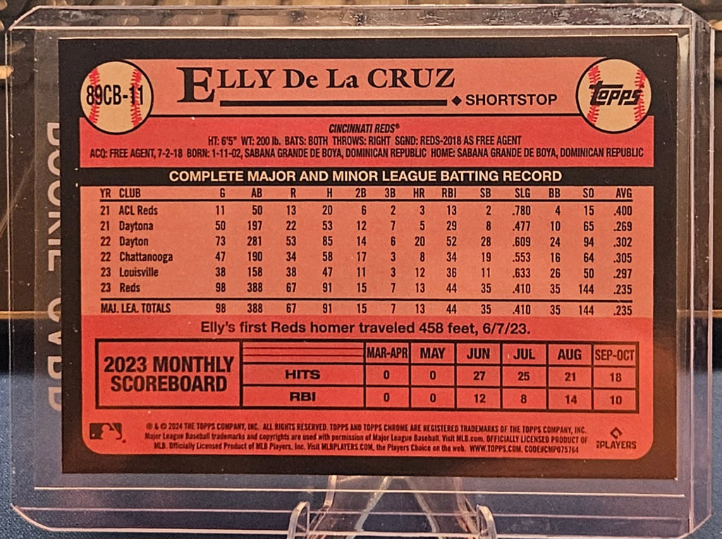 2024 Topps Chrome - Elly De La Cruz #89CB-11 - 1989 Topps (RC)
