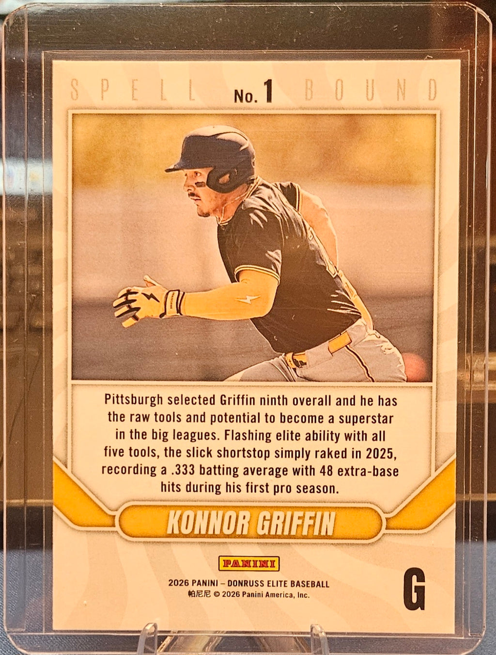 2026 Panini Donruss Elite - Konnor Griffin #1 - Spell Bound "G" - Green Disco