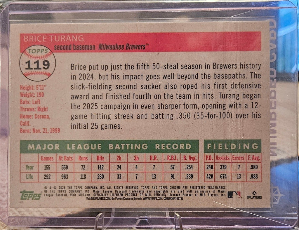 2025 Topps Chrome Platinum Anniversary - Brice Turang #119 - Topps Refractor 498/499