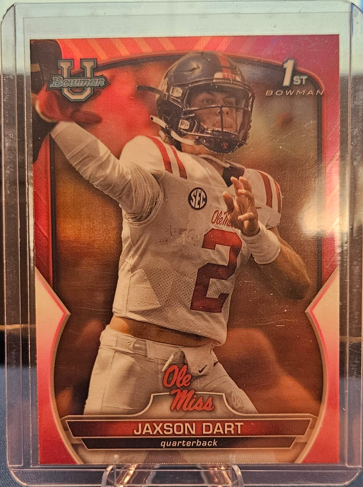 2022 Bowman University - Jaxson Dart #94 - 1st Bowman - Pink Refractor