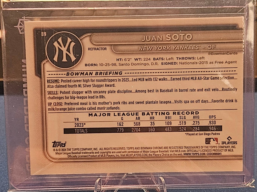 2024 Bowman Chrome - Juan Soto #89 - Refractor 409/499