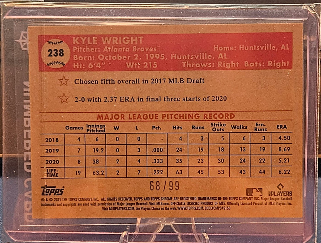2021 Topps Chrome Platinum Anniversary - Kyle Wright #238 - Green & Yellow 70th Refractor 68/99