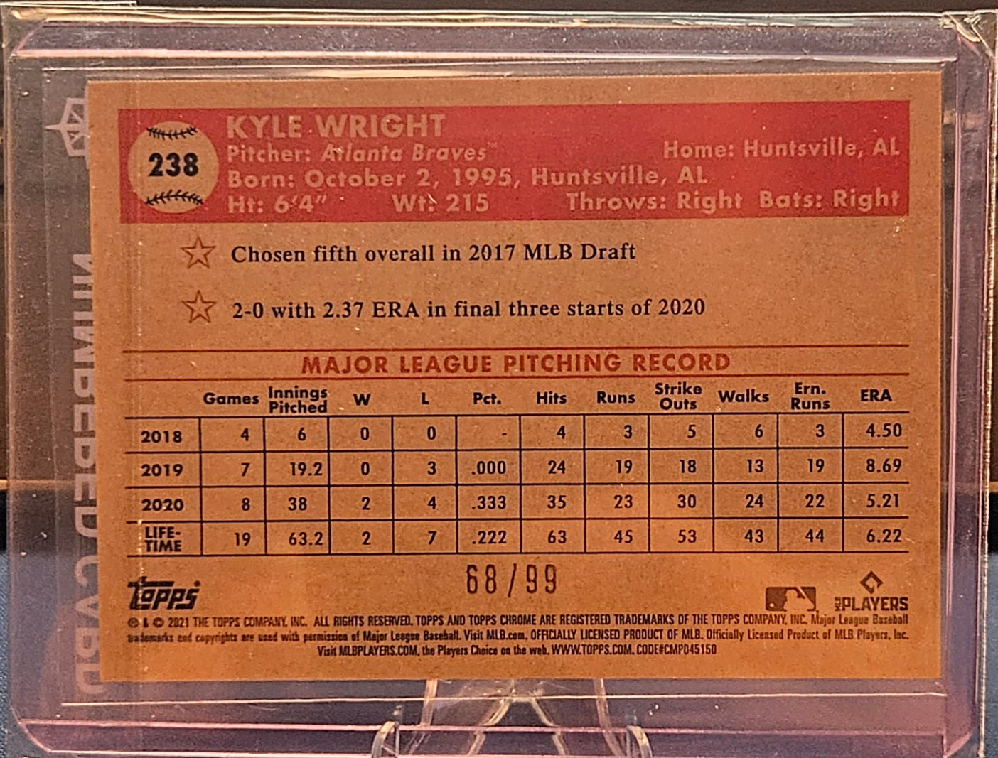 2021 Topps Chrome Platinum Anniversary - Kyle Wright #238 - Green & Yellow 70th Refractor 68/99