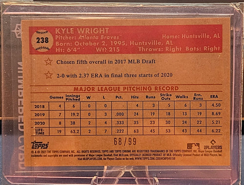 2021 Topps Chrome Platinum Anniversary - Kyle Wright #238 - Green & Yellow 70th Refractor 68/99