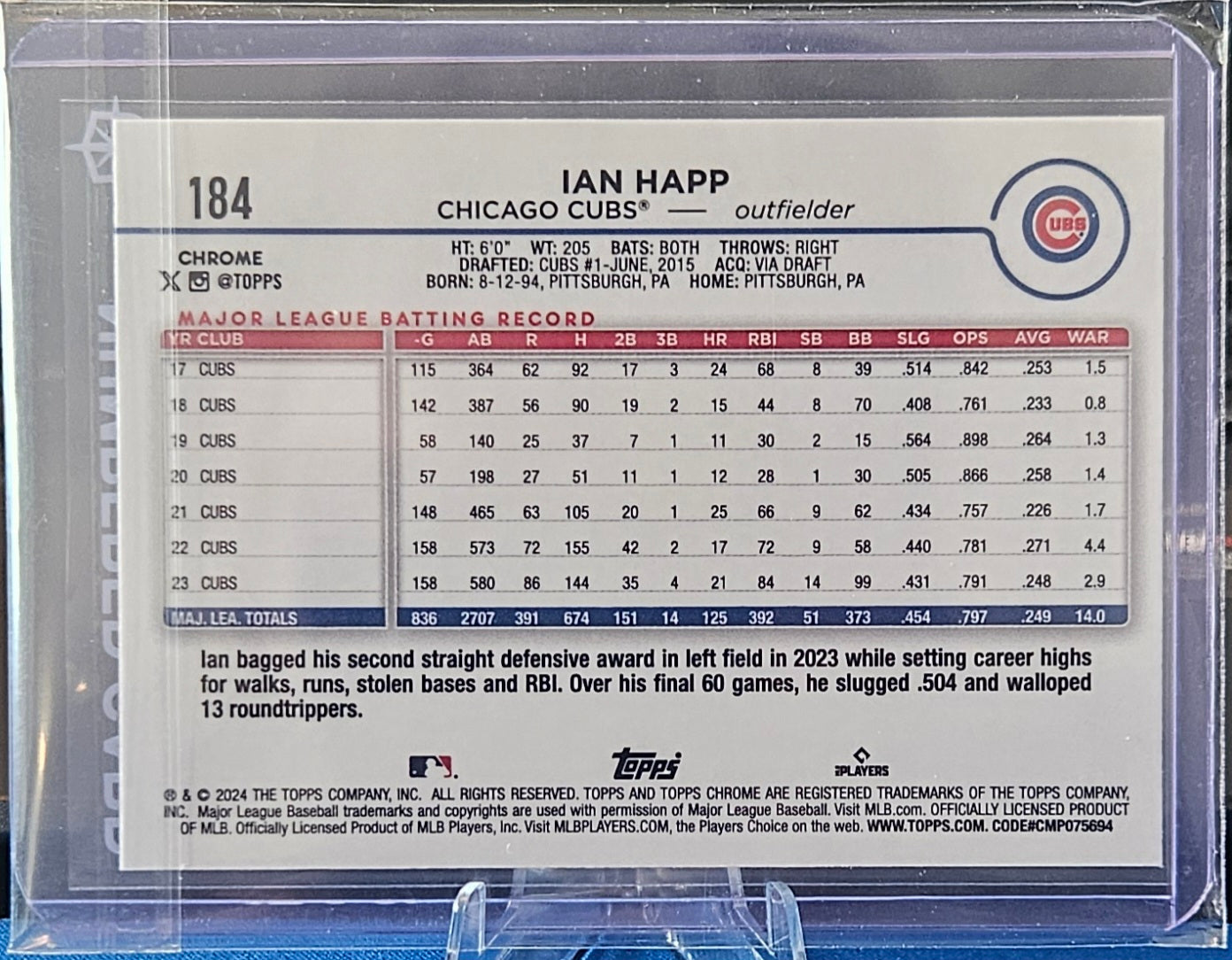 2024 Topps Chrome - Ian Happ #184 - Green Wave Refractor 24/99