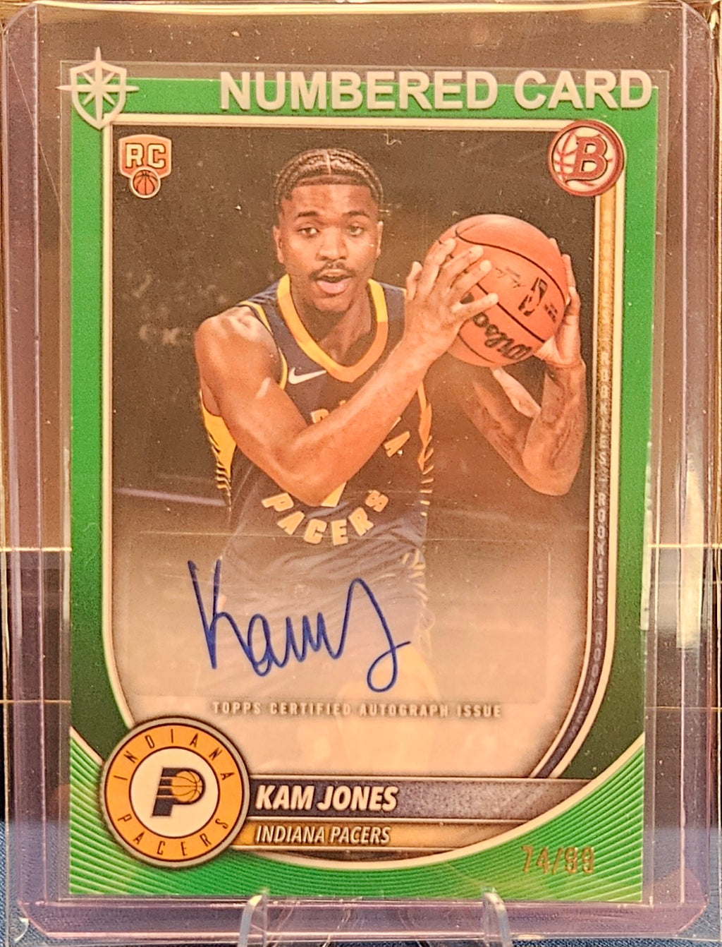 2025-26 Bowman - Kam Jones #RVA-KO - Green Autograph 74/99 (RC)