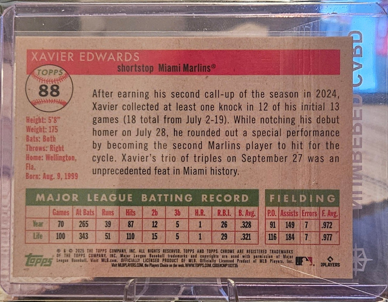 2025 Topps Chrome Platinum Anniversary - Xavier Edwards #88 - Black Vibrations Refractor 7/10