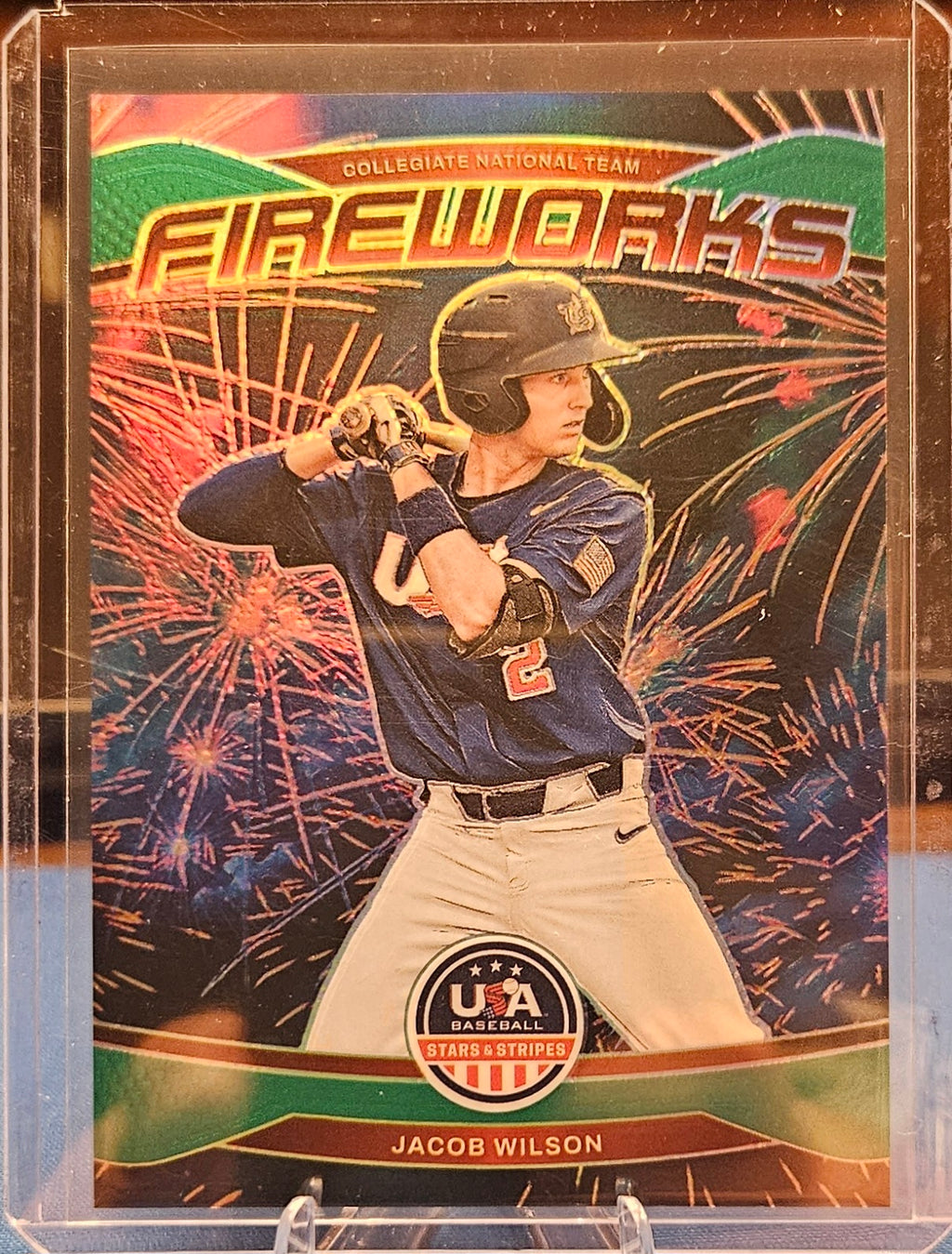 2026 Panini Stars & Stripes - Jacob Wilson #8 - Fireworks - Green Refractor
