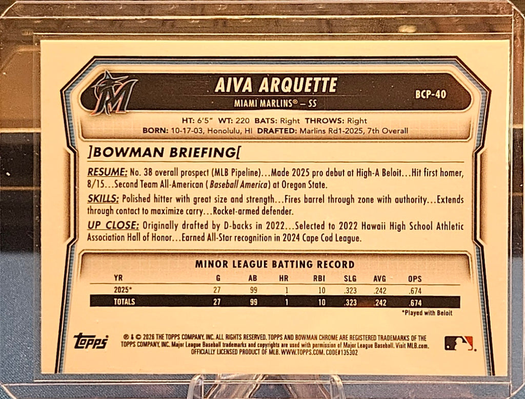 2026 Bowman Chrome - Aiva Arquette #BCP-40 (1st Bowman)