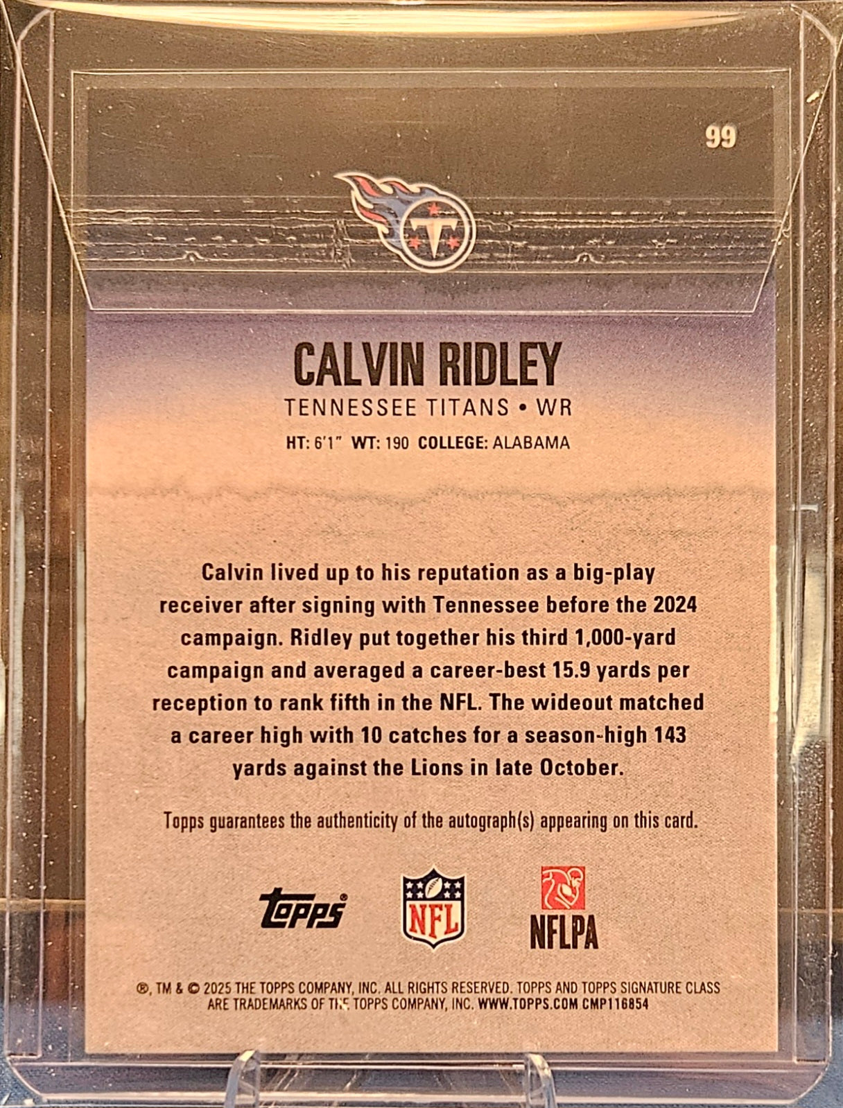 2025 Topps Signature Class - Calvin Ridley #99 - Auto 197/275