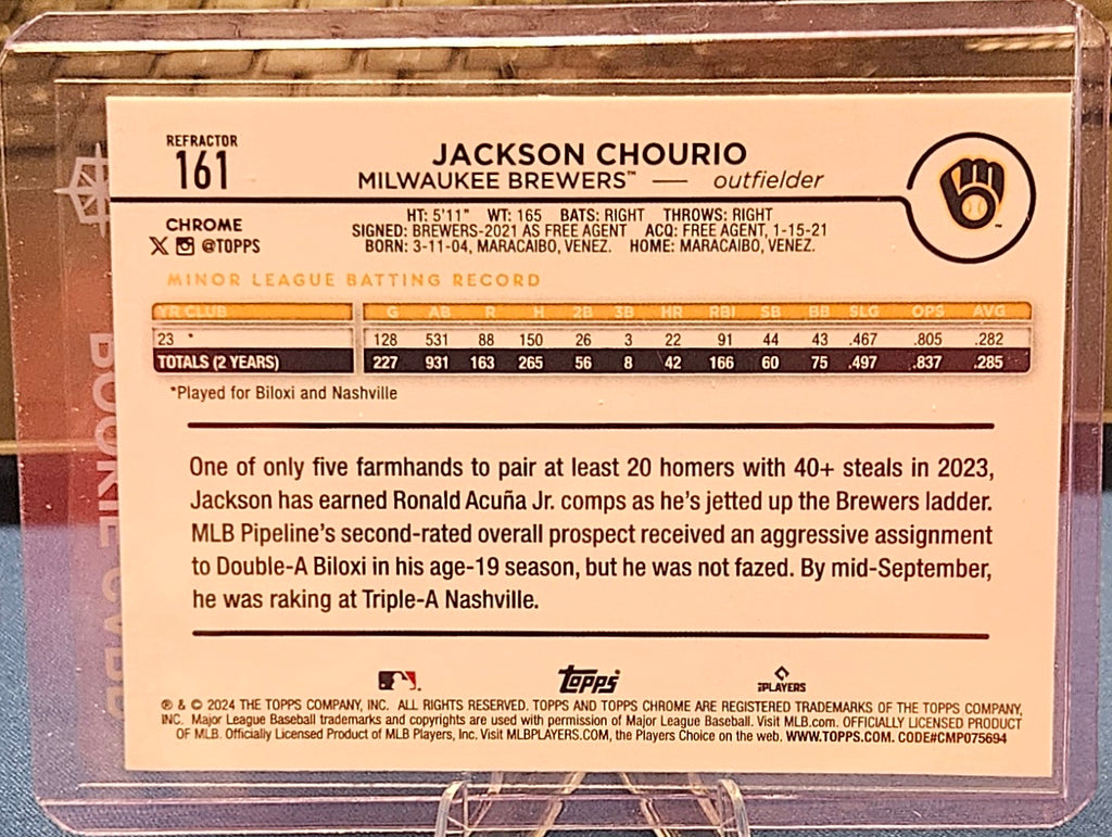 2024 Topps Chrome - Jackson Chourio #161 - Refractor (RC)