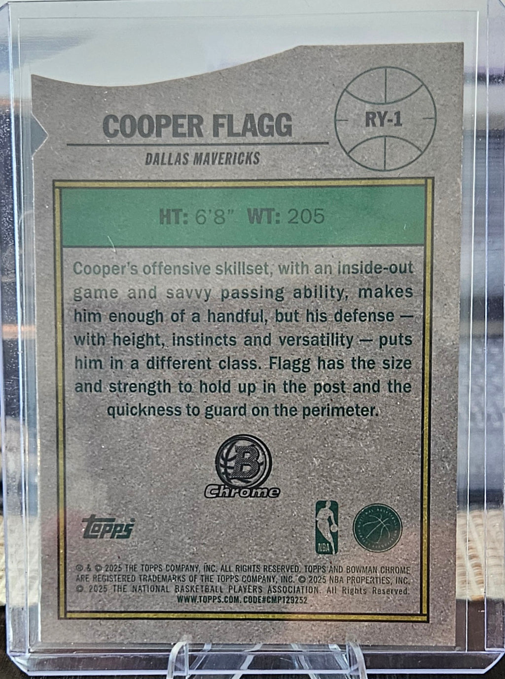 2025-26 Bowman Chrome - Cooper Flagg #RY-1 - Rookie of the year Favorites (RC)