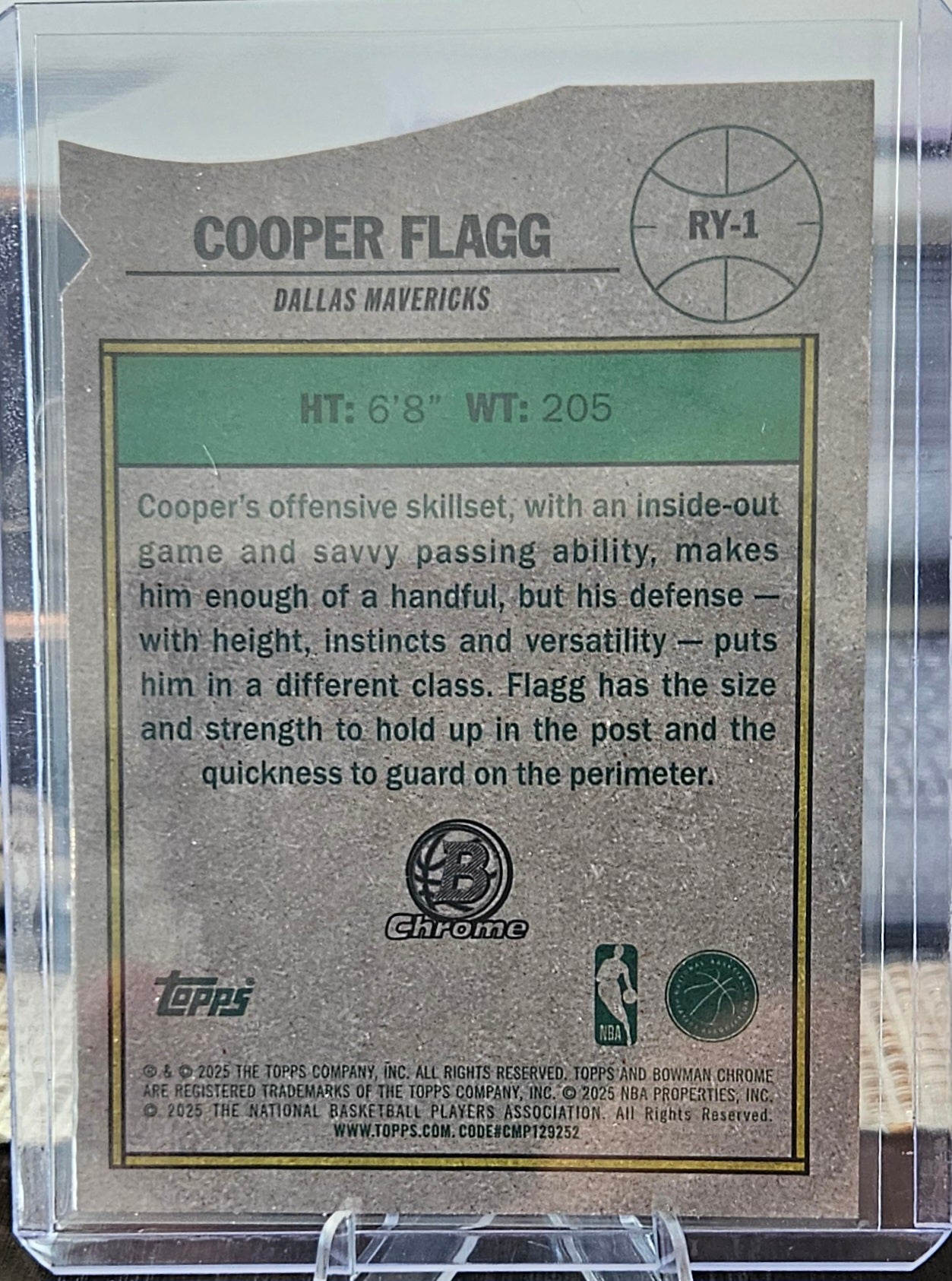 2025-26 Bowman Chrome - Cooper Flagg #RY-1 - Rookie of the year Favorites (RC)