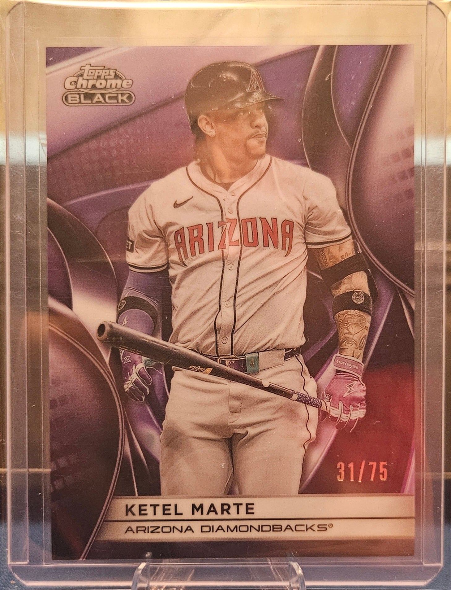 2025 Topps Chrome Black - Ketel Marte #35 - Purple Mini Diamond Refractor 31/75