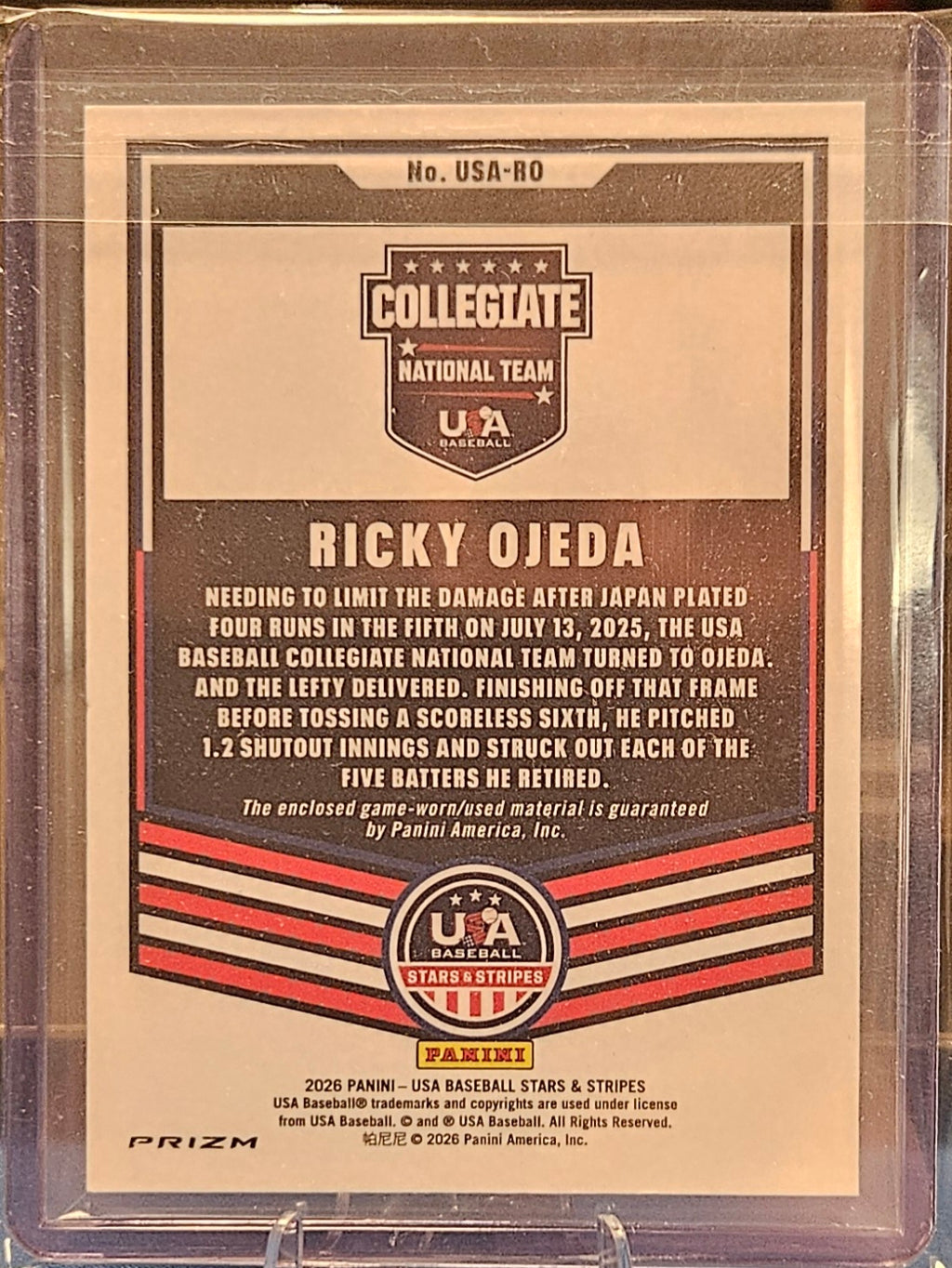 2026 Panini Stars & Stripes USA - Ricky Ojeda #USA-RO - Relic