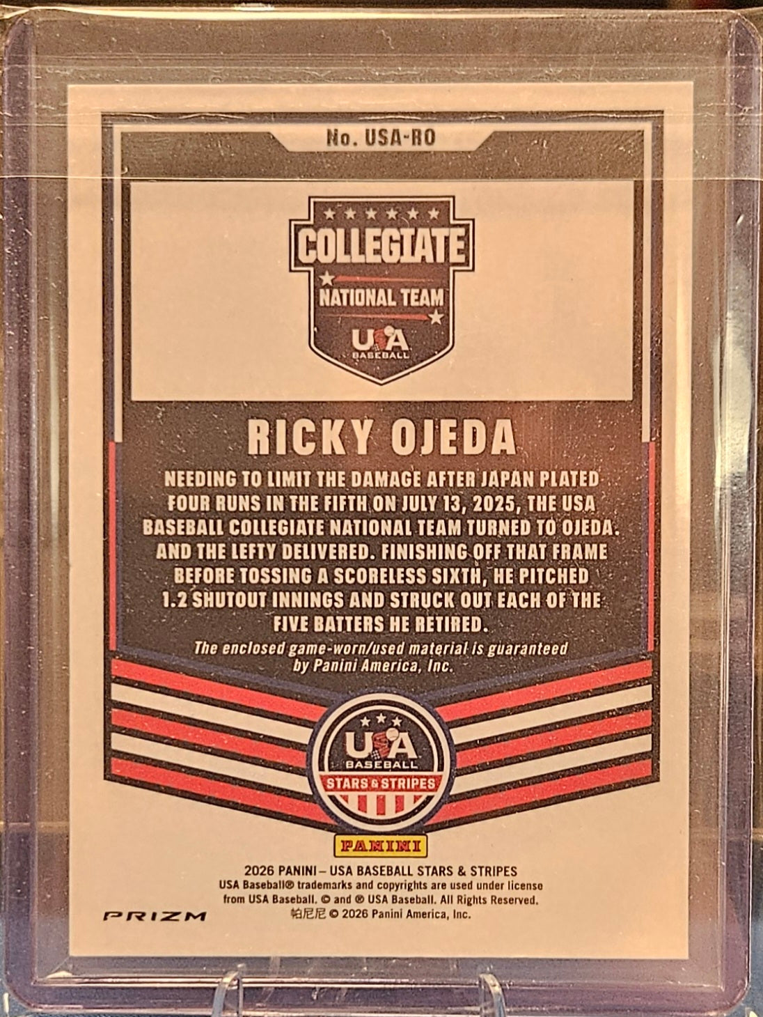 2026 Panini Stars & Stripes USA - Ricky Ojeda #USA-RO - Relic