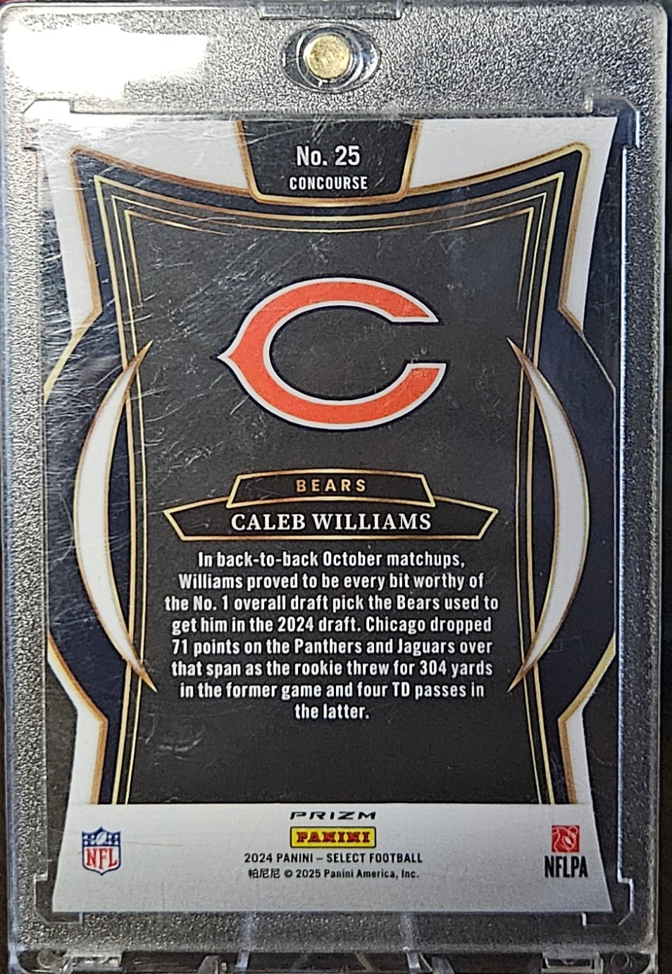 2024 Panini Select - Caleb Williams #25 - Die-Cut Silver Prizm (RC)