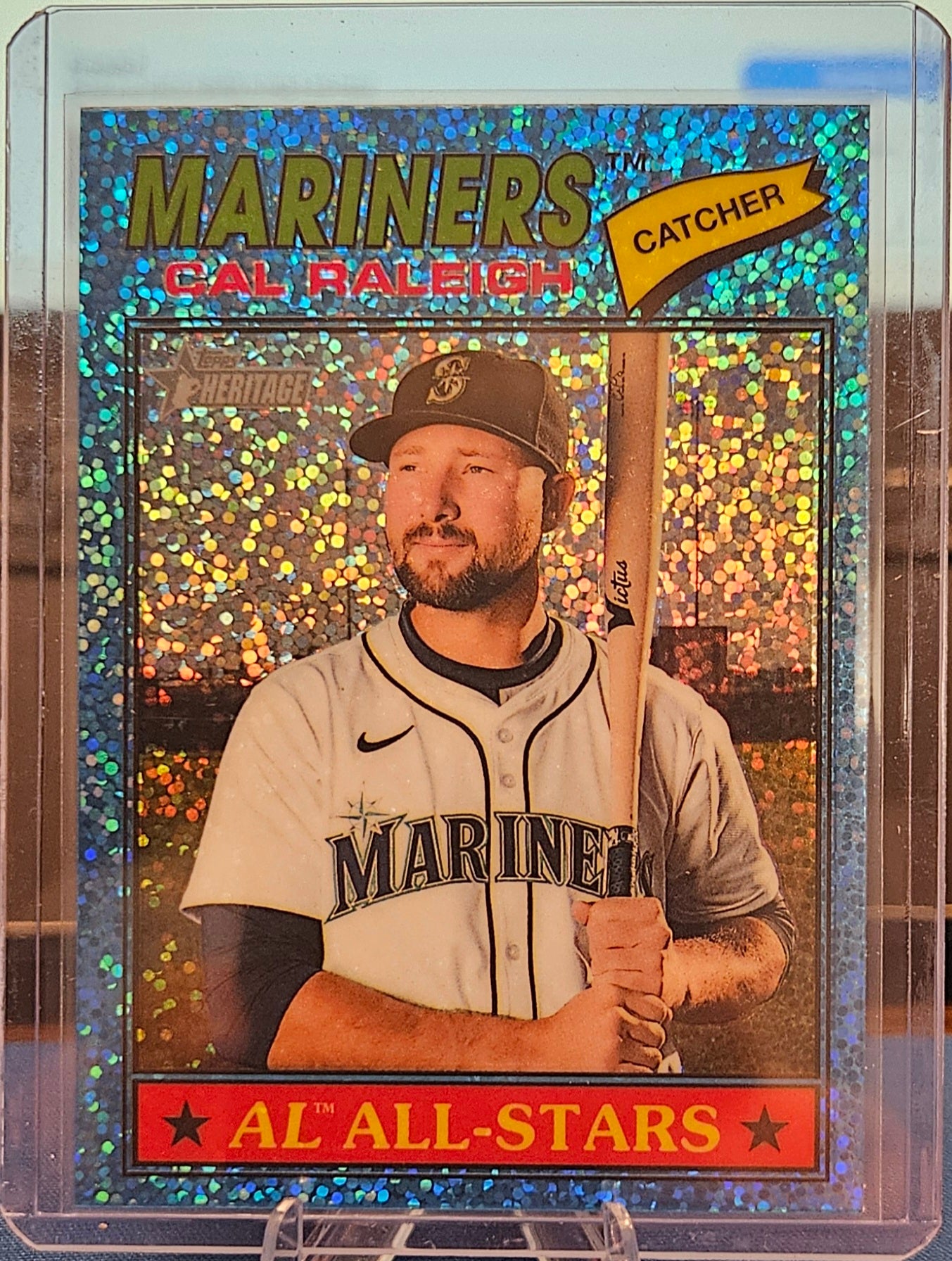 2026 Topps Heritage - Cal Raleigh #269 - Chrome Blue Sparkle