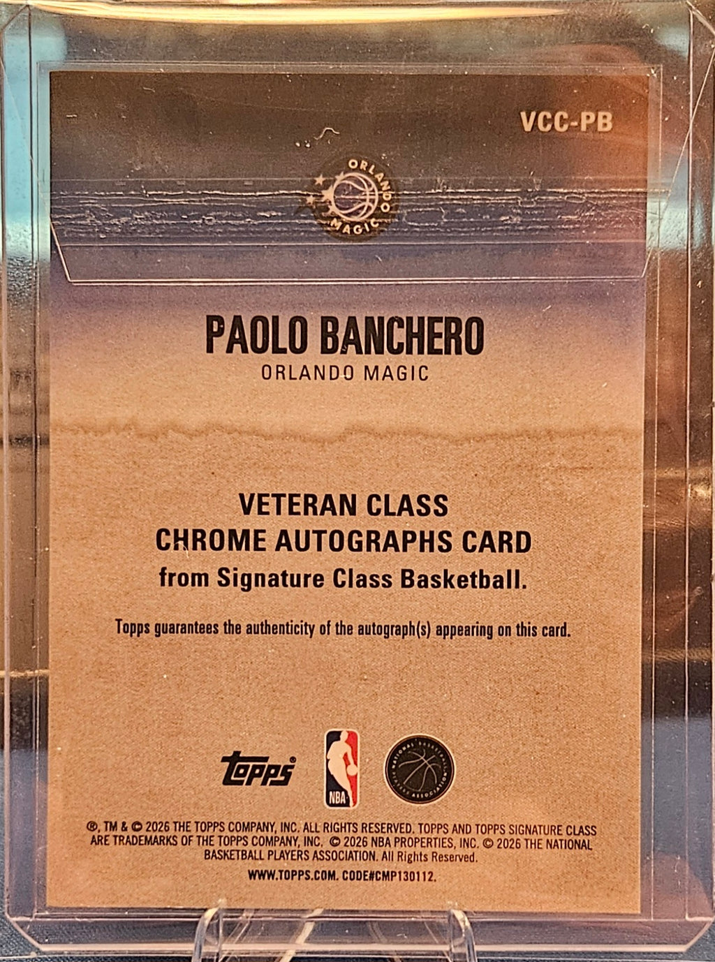 2026 Topps Signature Class - Paolo Banchero #VCC-PB - Veteran Class Chrome Auto