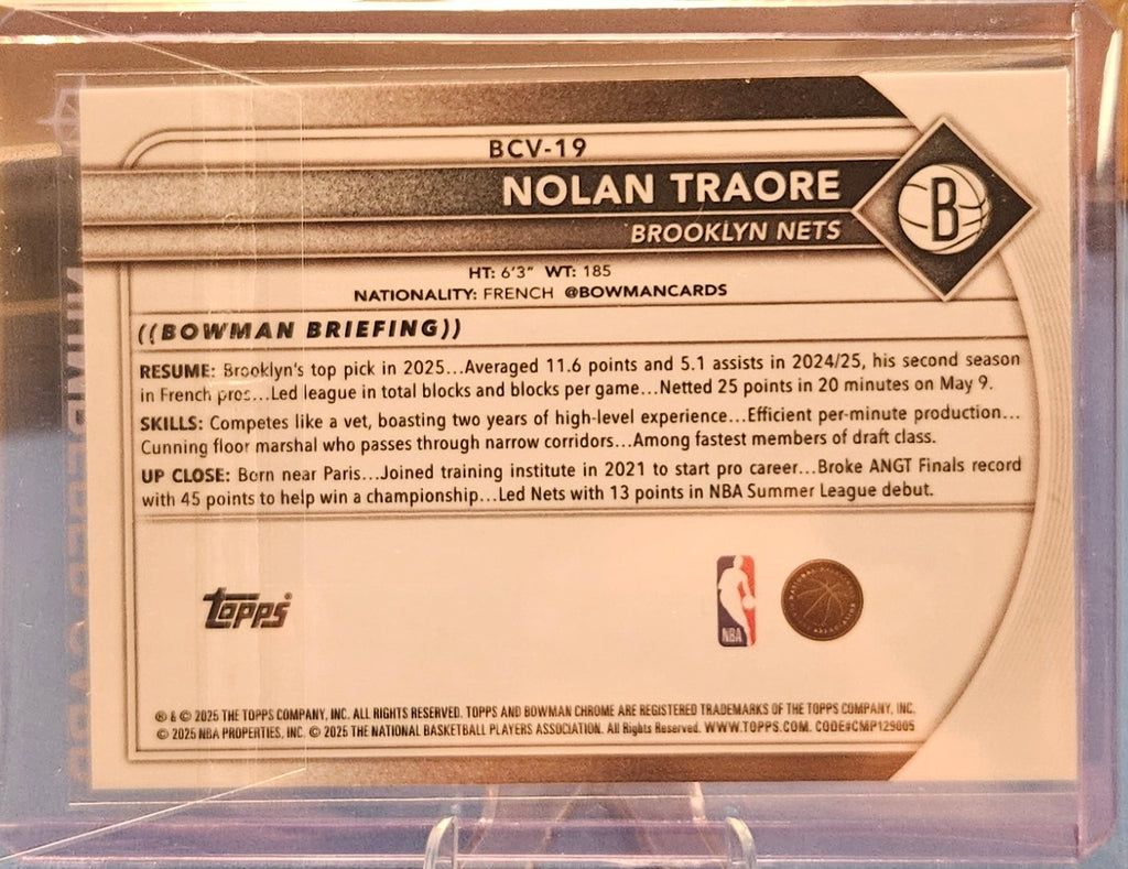 2025-26 Bowman Chrome - Nolan Traore #BCV-19 - Lava Refractor 221/399 (RC)