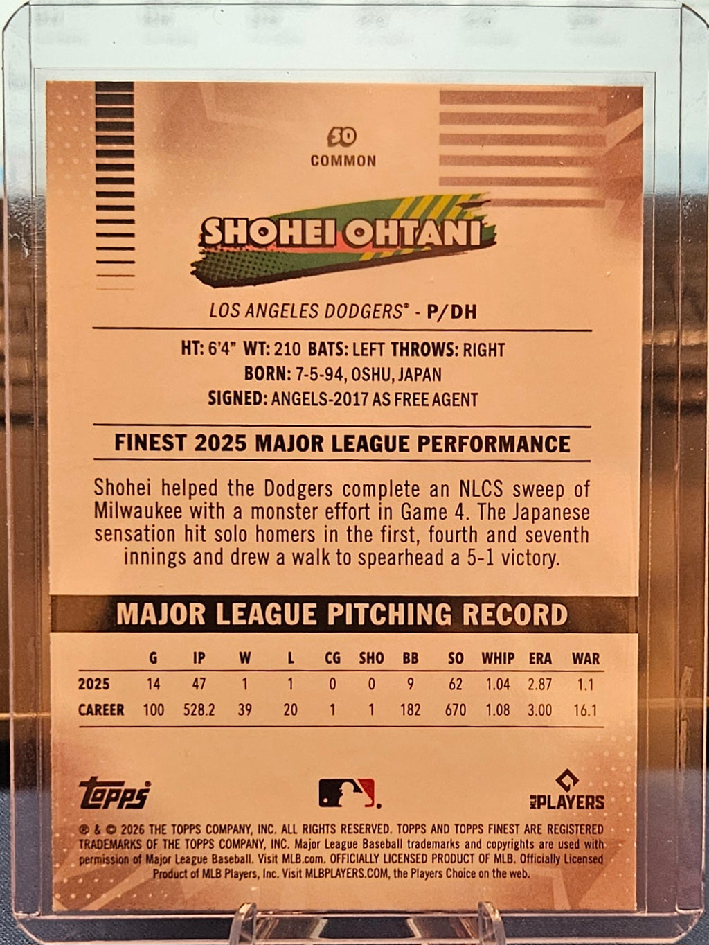 2026 Topps Finest - Shohei Ohtani #50