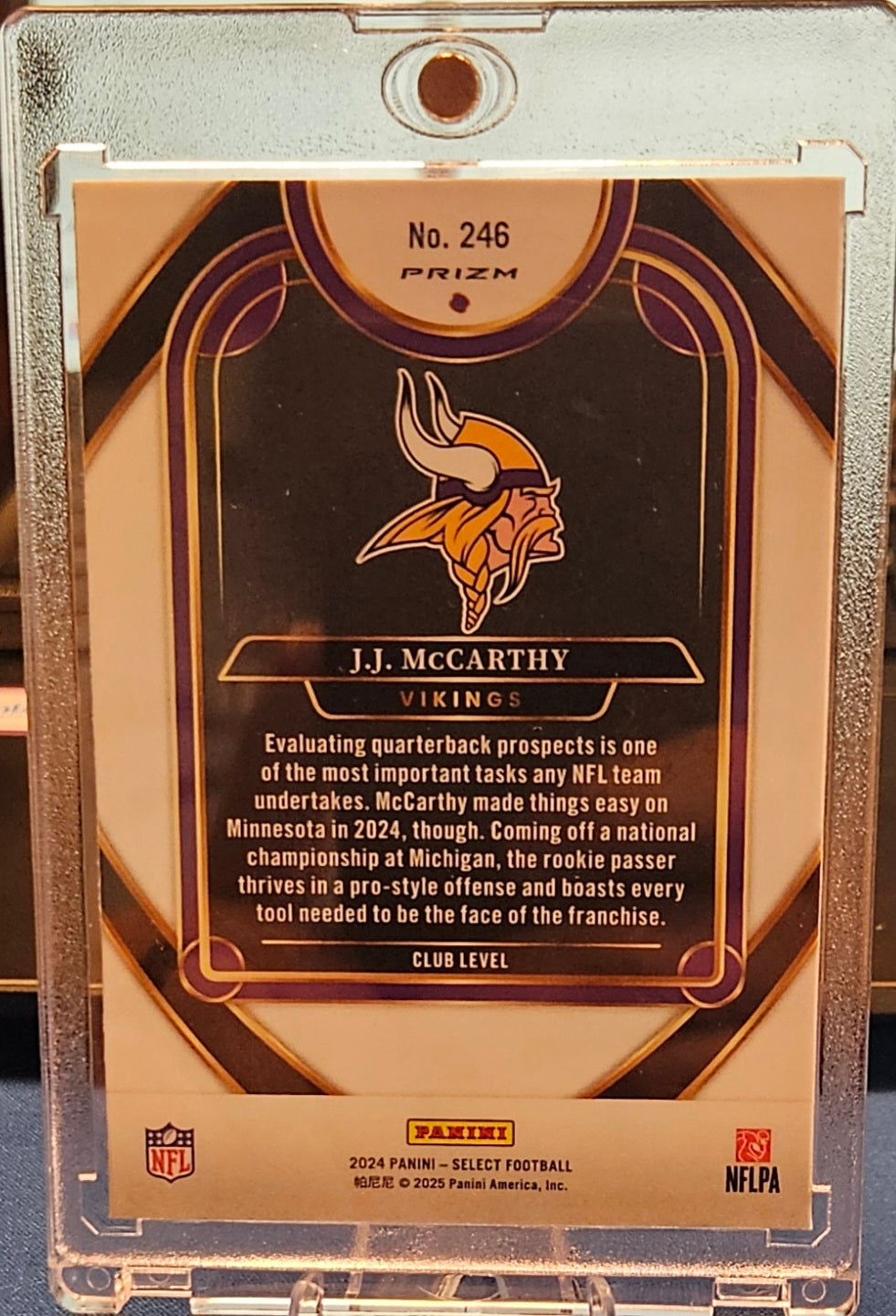 2024 Panini Select - J.J. McCarthy #246 - Black & Red Shock Prizm (RC)