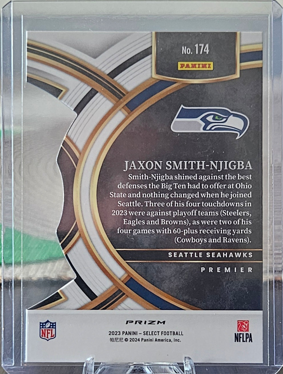 2023 Panini Select - Jaxon Smith-Njigba #174 - Premier Die-Cut Red & Yellow Prizm (RC)