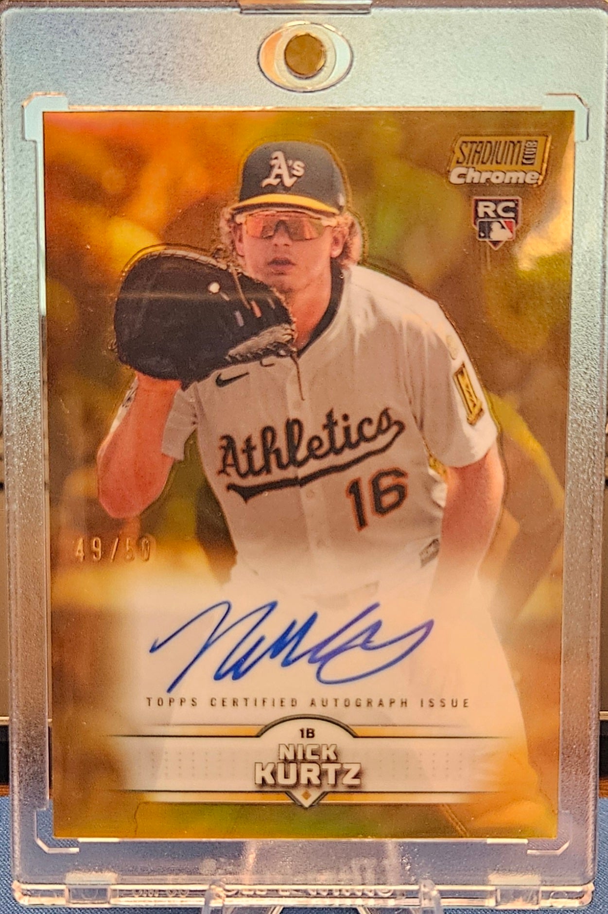 2025 Topps Stadium Club Chrome - Nick Kurtz #SCCA-NK - Gold Auto 49/50 (RC)