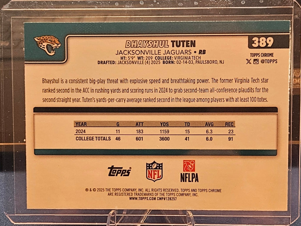 2025 Topps Chrome - Bhayshul Tuten #389 - Football Leather (RC)