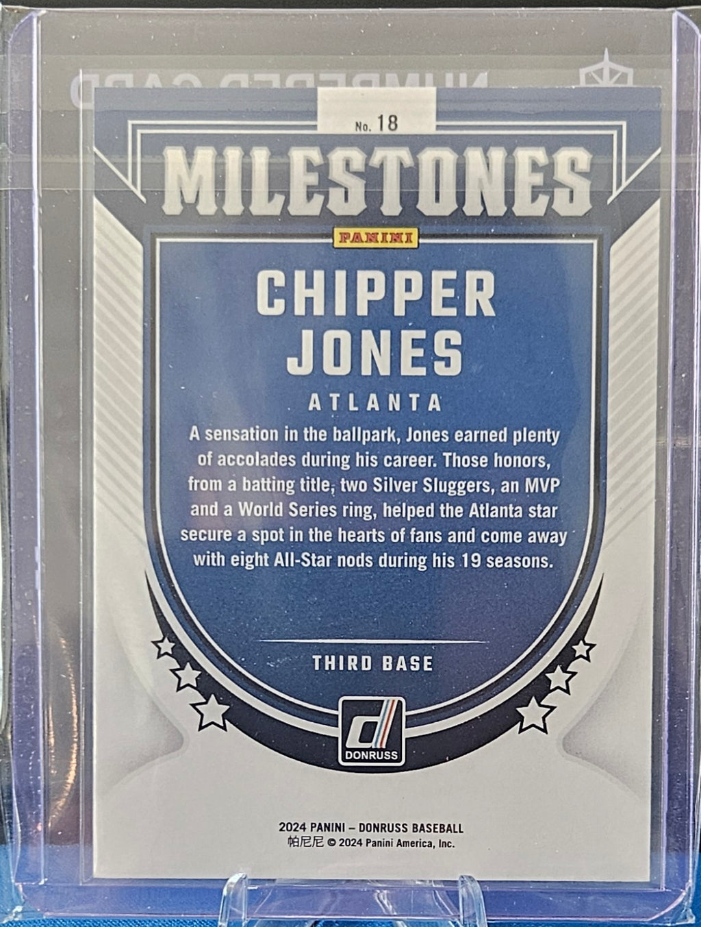 2024 Panini Donruss - Chipper Jones #18 - Milestones Holo 148/199