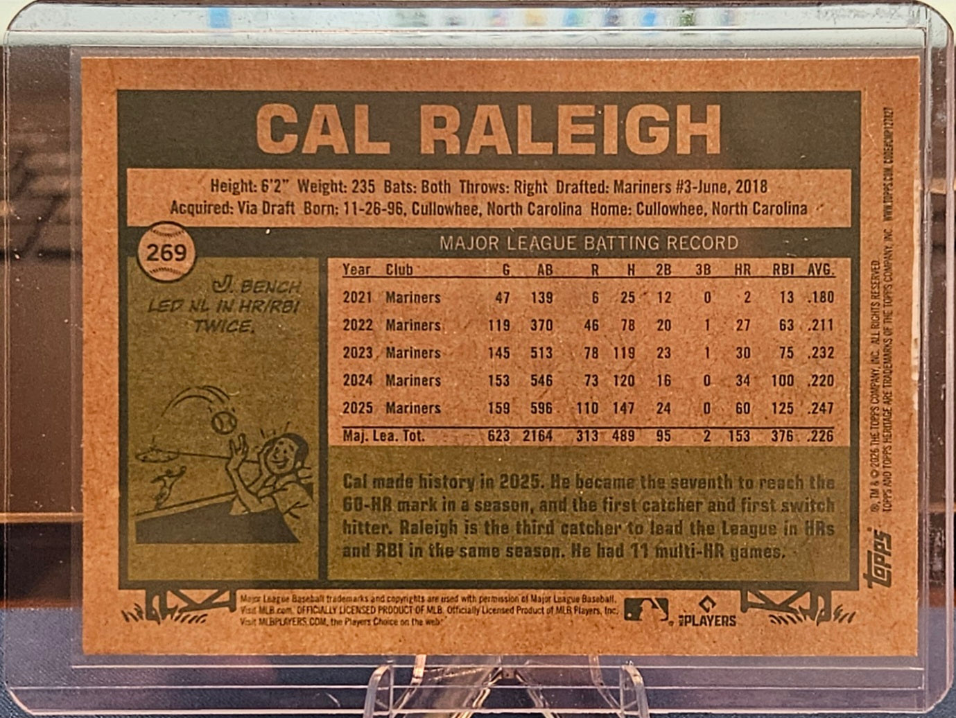 2026 Topps Heritage - Cal Raleigh #269 - Chrome Blue Sparkle