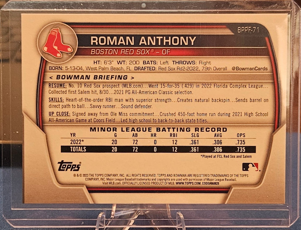 2023 Bowman 1st Edition - Roman Anthony #BPPF-71 - 1st Bowman