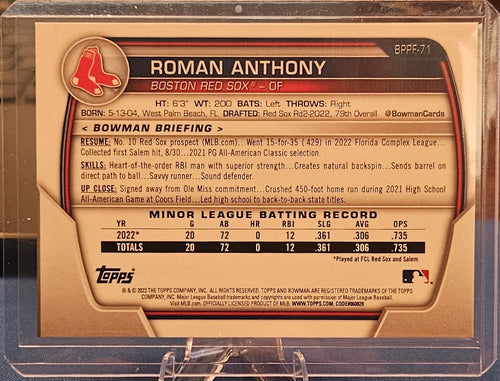2023 Bowman 1st Edition - Roman Anthony #BPPF-71 - 1st Bowman