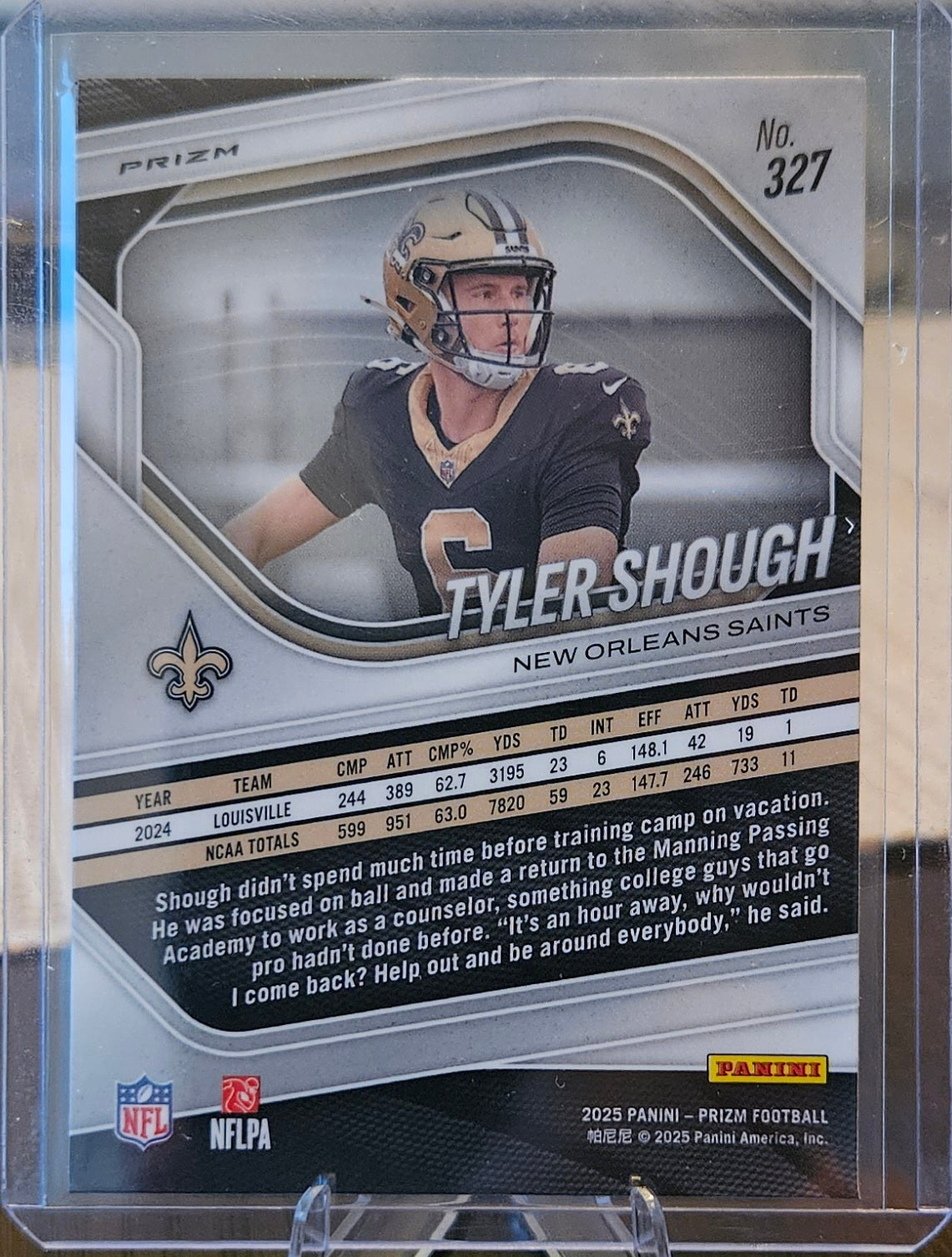 2025 Panini Prizm - Tyler Shough #327 - White Disco Prizm (RC)