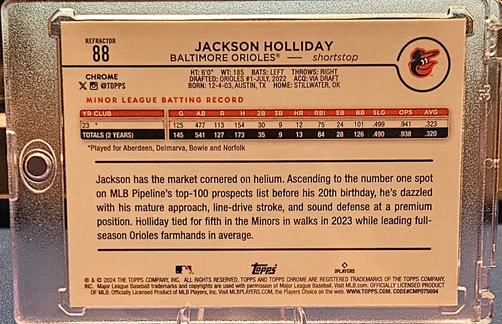 2024 Topps Chrome - Jackson Holliday #88 - Refractor (RC)