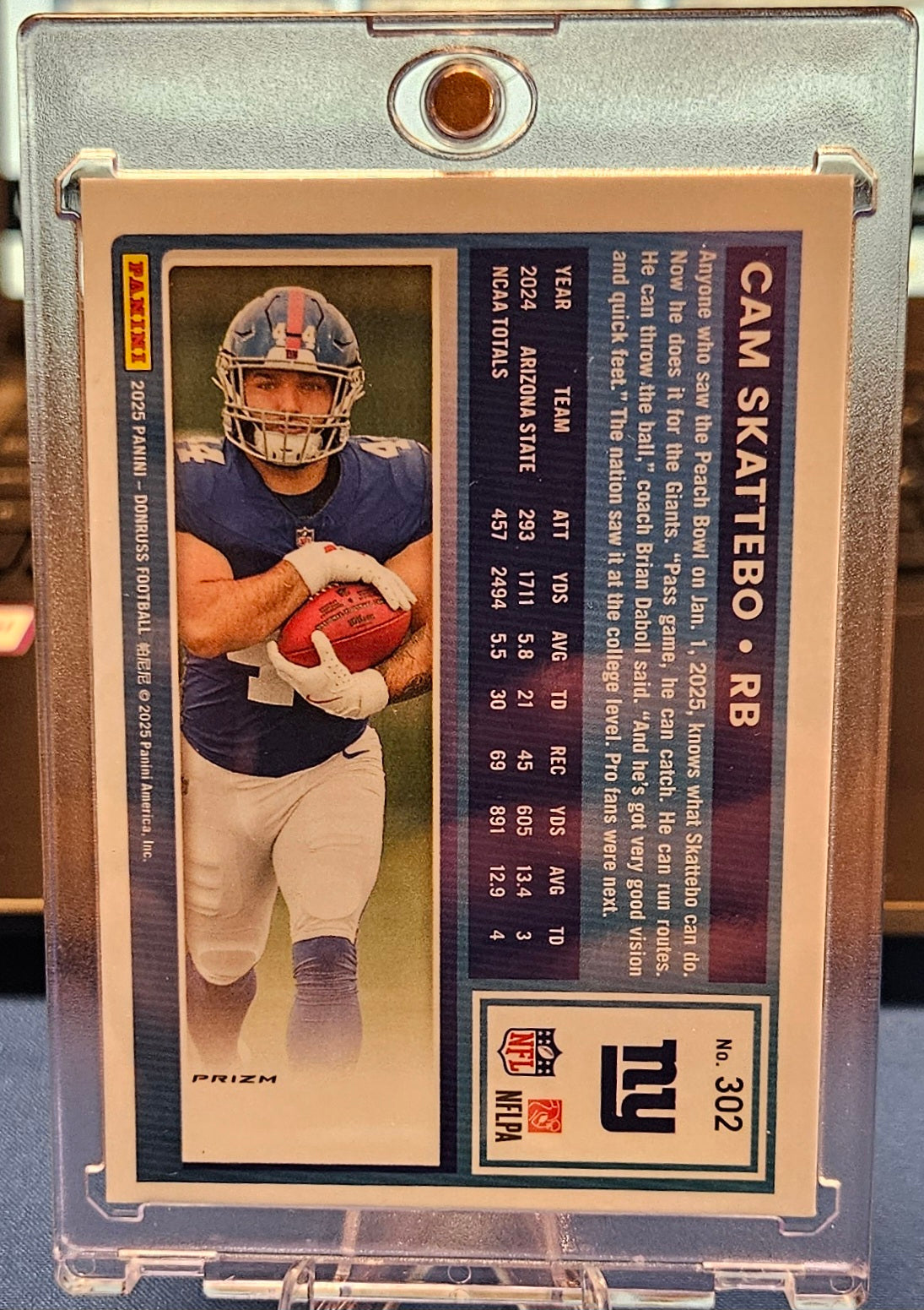 2025 Panini Donruss Optic Preview - Cam Skattebo #302 - Red & Green Prizm (Rated Rookie)