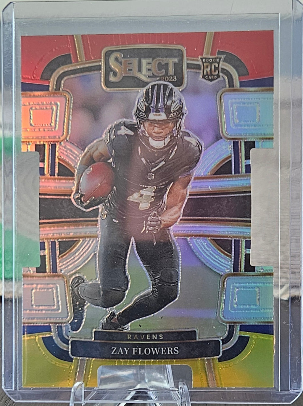 2023 Panini Select - Zay Flowers #8 - Concourse Die-Cut Red & Yellow Prizm (RC)