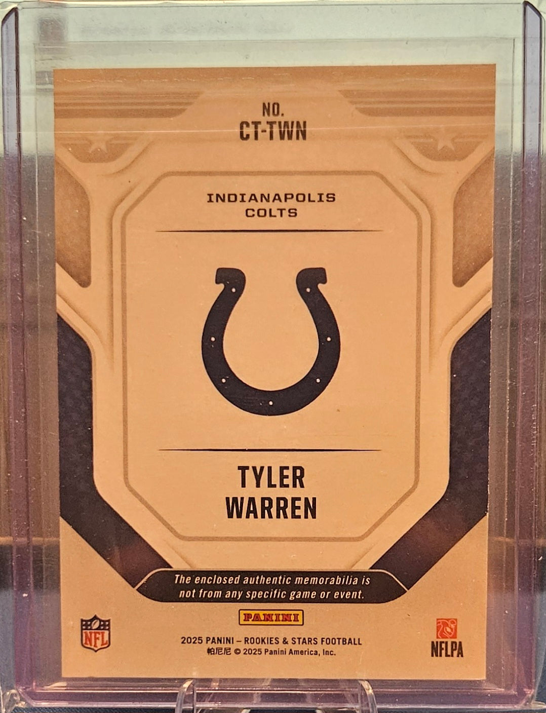 2025 Panini Rookies & Stars - Tyler Warren #CT-TWN - Duel Patch Cross Training (RC)