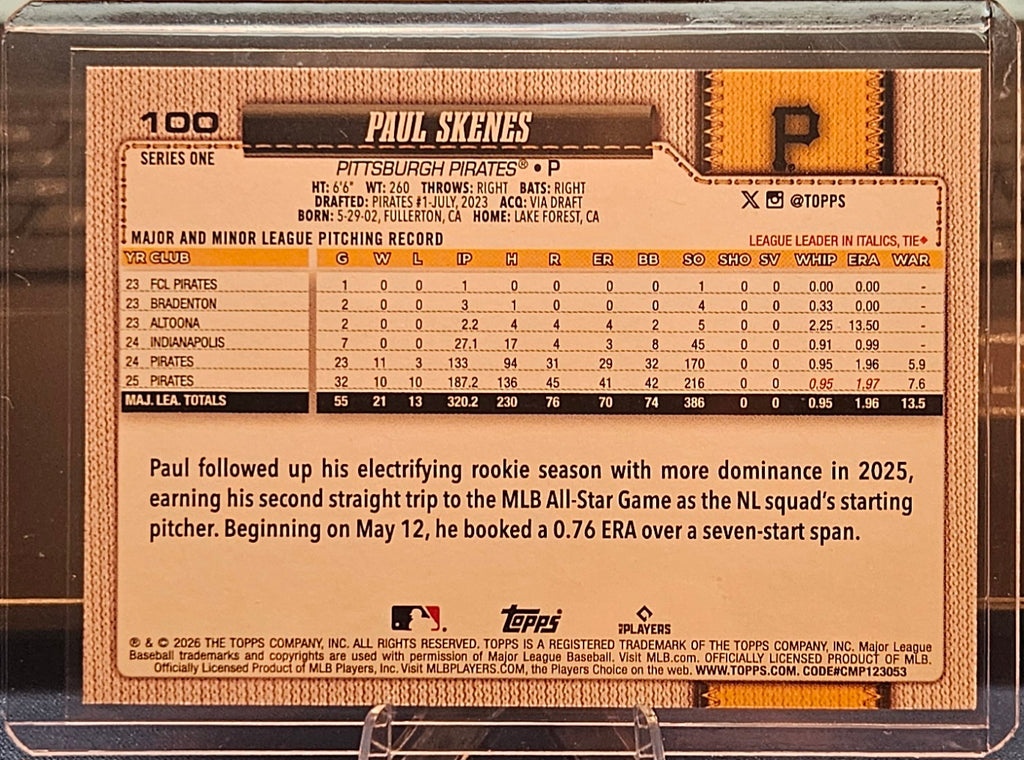 2026 Topps - Paul Skenes #100 - Holofoil