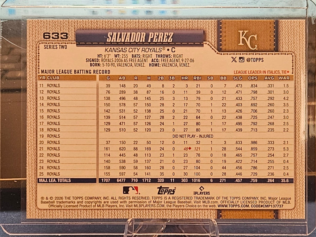 2026 Topps - Salvador Perez #633 - Team Color Border
