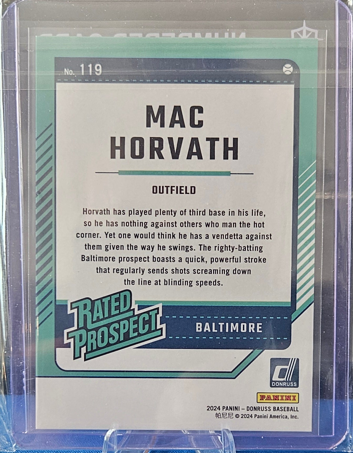 2024 Panini Donruss - Mac Horvath #119 - Blue 92/149 - Rated Prospect