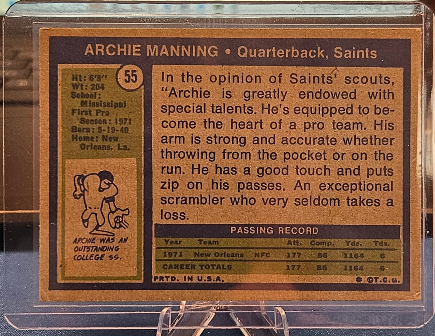 1972 Topps - Archie Manning #55 (RC)